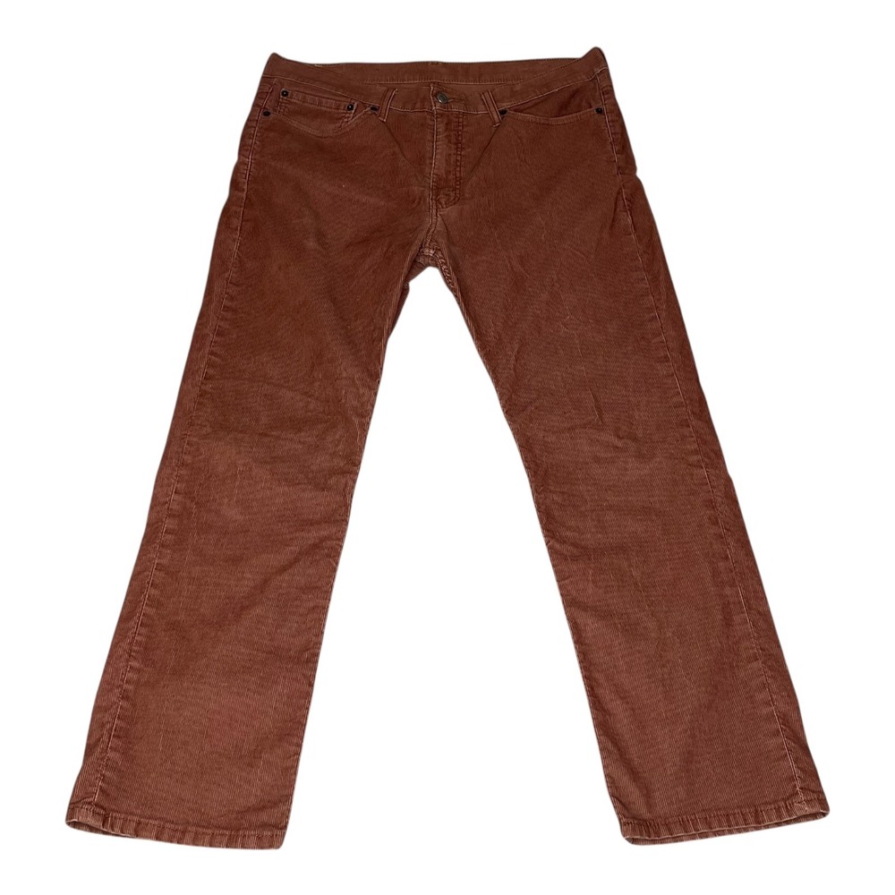 Levis 514 Straight Fit Corduroy Pants Mens 36x30 Rust Brown Copper Stretch‎